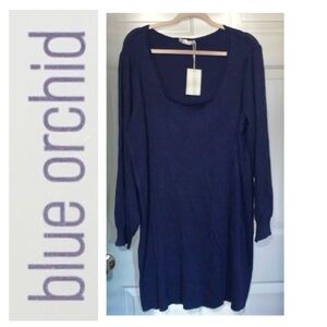 🌴 Blue Glitter Square Neck Knit Dress NWT 2X